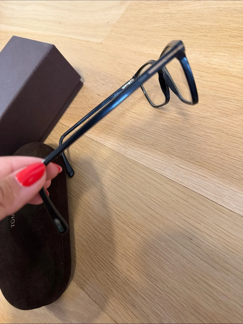 Tom Ford Black and Gold Rectangular Eyeglasses with Branded Case